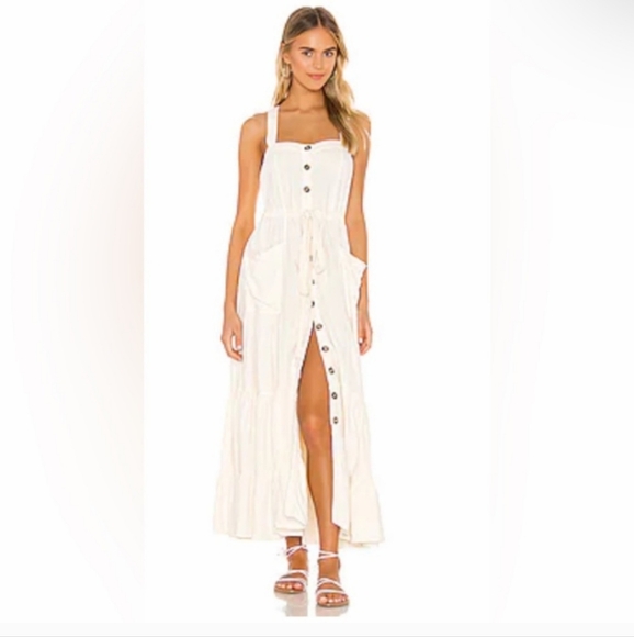 Free People Catch the Breeze Dressbiff White Size Small Linen Blend - Picture 5 of 15
